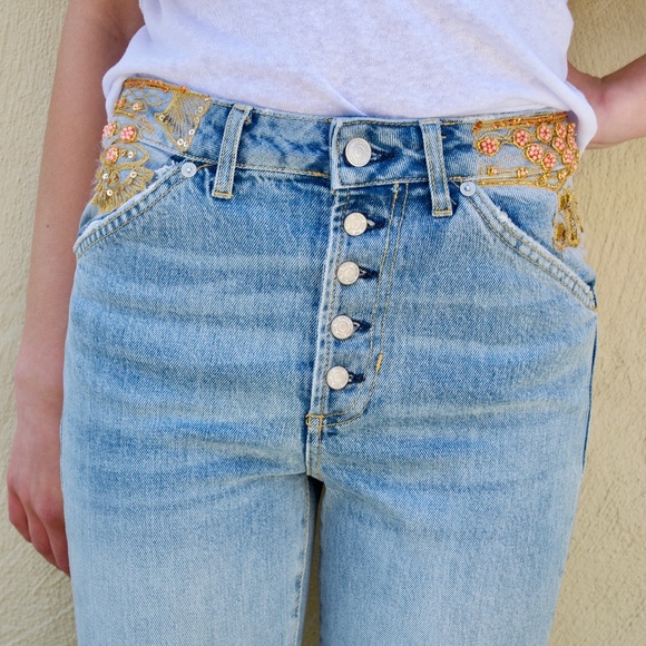 Free People Embellished Sequin High Waist Jeans - Picture 2 of 10